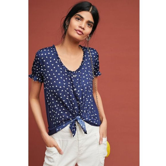 Anthropologie Tops - Sydney Ruffled Tee/blouse in color Navy - EUC